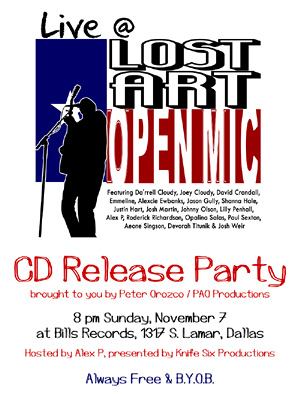 Lost Art Open Mic CD release flyer