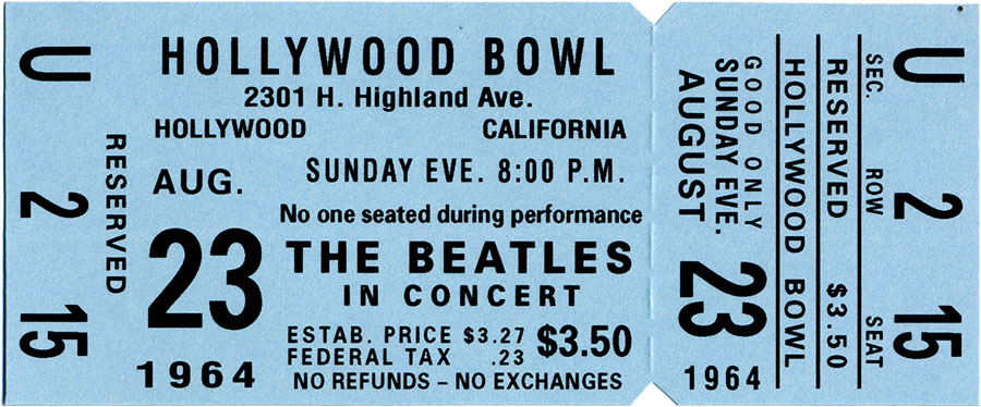 Beatles concert ticket, August 23, 1964
