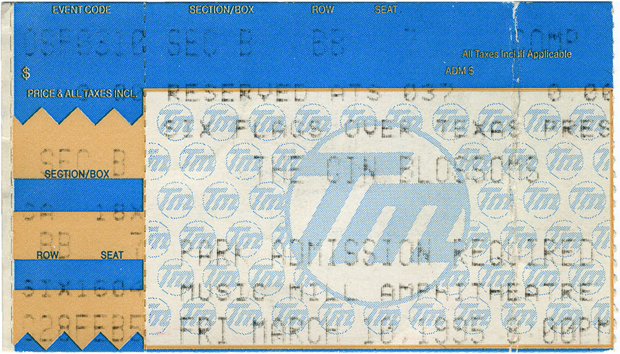 Gin Blossoms concert ticket, March 10, 1995