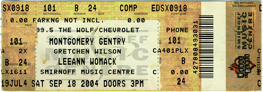 Gretchen Wilson concert ticket, September 18, 2004