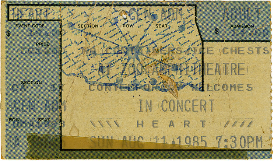 Heart concert ticket, August 11, 1985