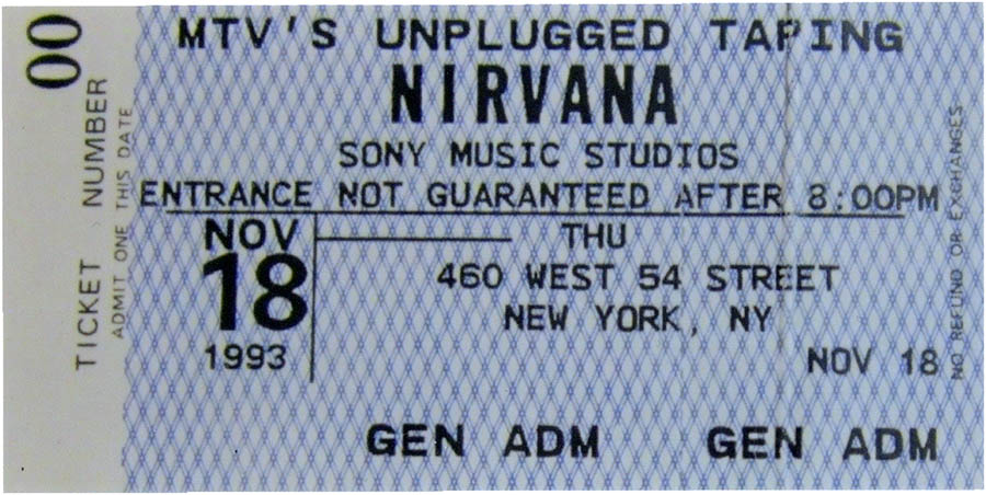 Nirvana concert ticket, November 18, 1993