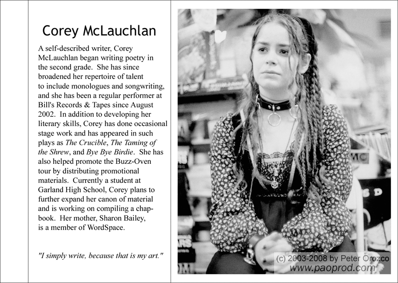 Portraits chapbook - Corey McLauchlan