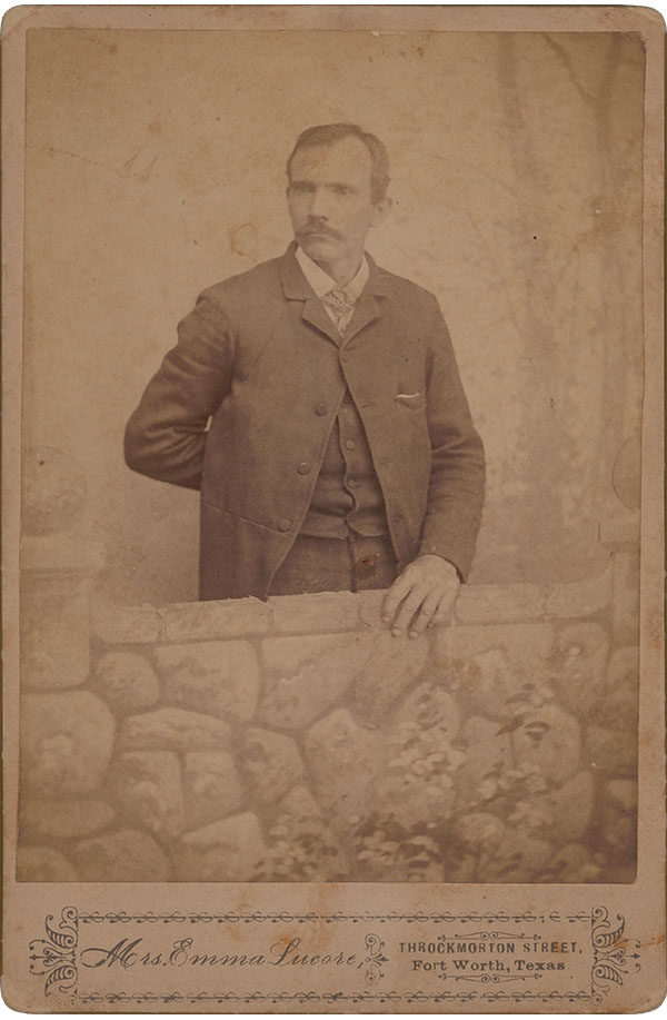 Mrs. Emma Lucore cabinet card, Throckmorton Street (recto)