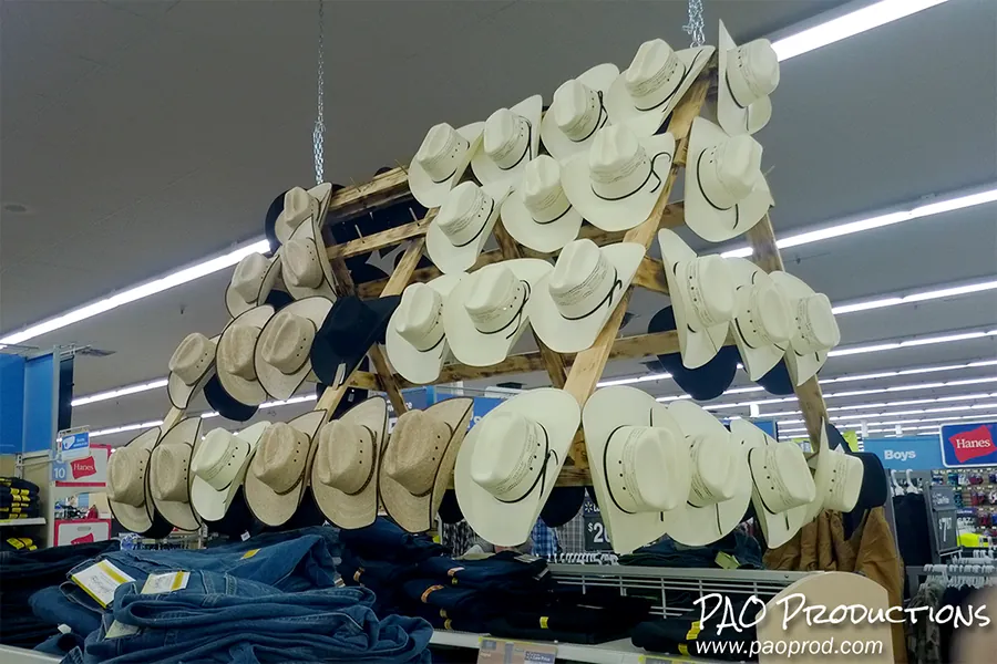 Cowboy hat display in Sheridan, Wyoming, 2016